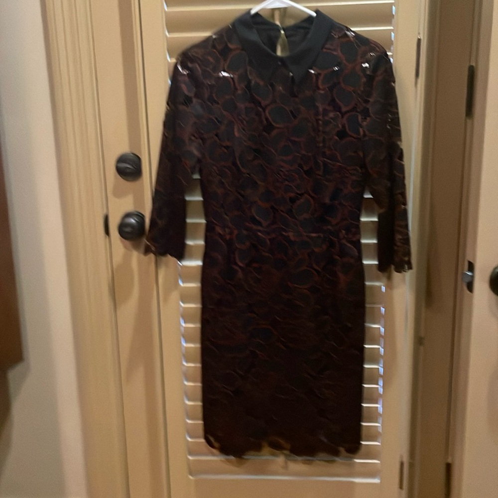 Trina Turk Lace sleeves and bodice. Black and burgundy